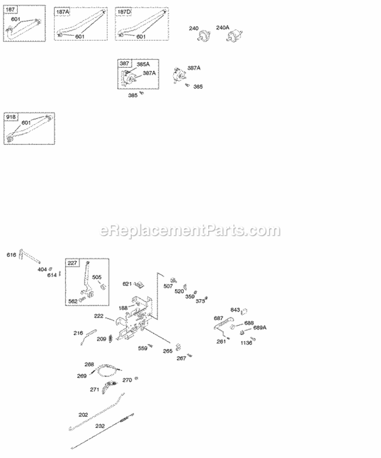 Fuel Supply Governor Spring Diagram and Parts List for 219702-0115-E1  Briggs and Stratton Engine